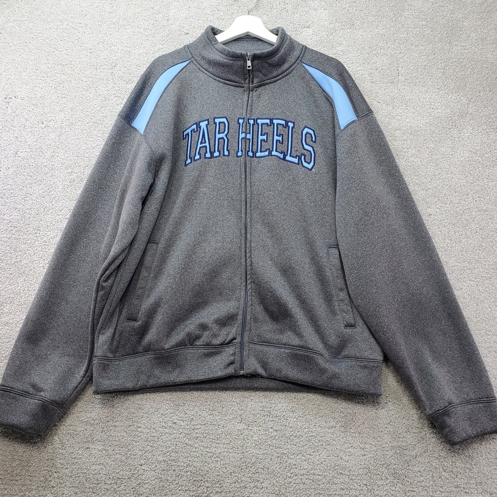 Tar Heels Wrm Up Jacket Mens Large Grey Excellent Full Zip Track Sweatshirt